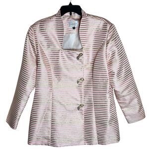 Terramina Pink Blazer Jacket Sz 18 Gold Threading Fancy Buttons Long Sleeves